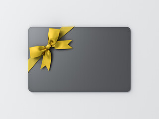 Aufkleber - Blank black gift card with gold ribbon bow isolated on white background with shadow minimal concept 3D rendering