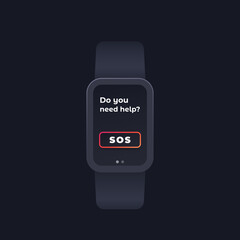 Sticker - sos button in smart watch, emergency app design