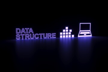 DATA STRUCTURE neon concept self illumination background 3D illustration