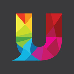 Wall Mural - Illustration design letter u in abstract and colorful design style