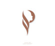 © RODIYAH - Modern silhouette of a woman with letter P. Beautiful idea silhouette of a woman head for logo and symbol. Vector