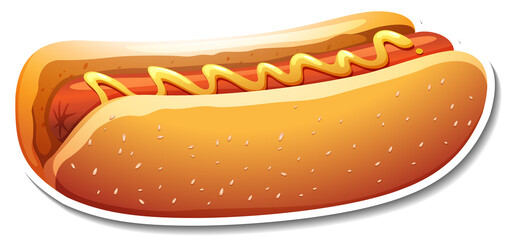 Wall Mural - A hotdog sticker on white background