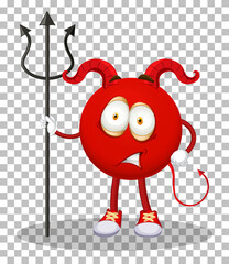 Sticker - A Red Devil cartoon character with facial expression on transparent background