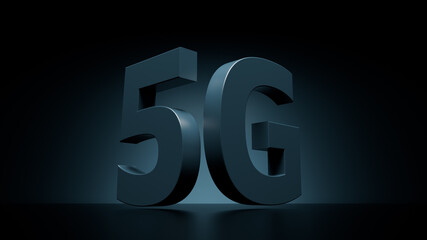 Poster - 3d render background with cell generation title. Dark 5G text title.