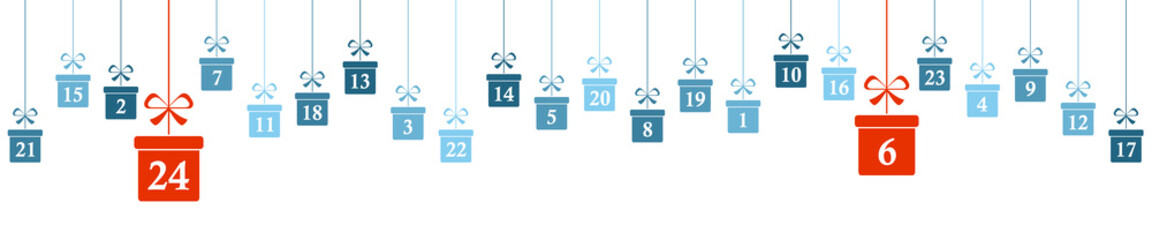 Wall Mural - advent calendar 1 to 24 on christmas presents