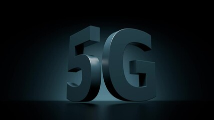 Poster - 3d render background with cell generation title. Dark change from  4G to 5G / LTE text title.