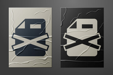 Poster - White Delete file document icon isolated on crumpled paper background. Rejected document icon. Cross on paper. Paper art style. Vector