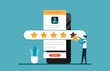 © Diki - Customer experience and satisfaction concept. A man giving five stars for feedback illustration.