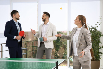 Sticker - Business people talking near ping pong table in office