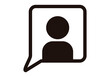 Icono negro de hablar con perfil de usuario negro.