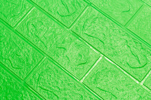 The Green Wallpaper Texture Has An Abstract Roughness And Brick Wall Pattern For The Background.