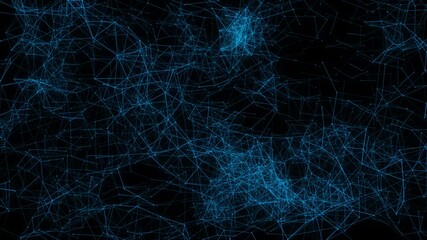 Abstract technology blue background with moving lines and dots for network digital data concept and communication. Plexus fantasy abstract technology. Geometrical Background Loop 4k animation