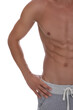© New Africa - Shirtless man with slim body isolated on white, closeup