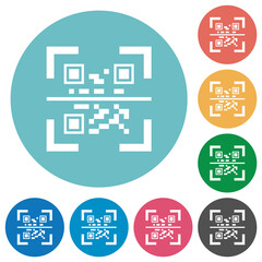 Sticker - QR code scanning flat round icons