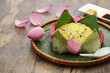 steamed fried rice with lotus seeds wrapped in a lotus leaf, Vietnamese royal cuisine