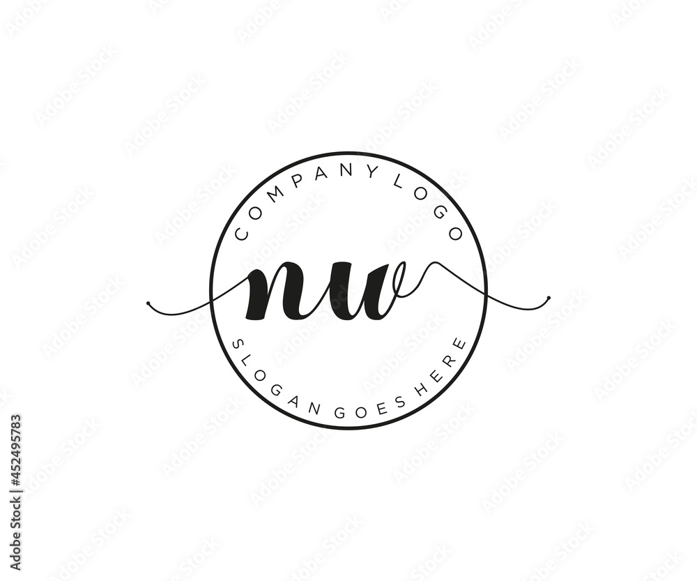 initial NW Feminine logo beauty monogram and elegant logo design ...