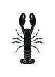 Black silhouette of a lobster isolated on a white background.