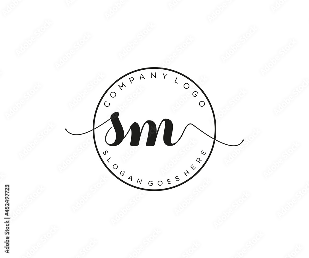 initial SM Feminine logo beauty monogram and elegant logo design ...
