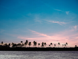 Poster - beach view on purple sunset