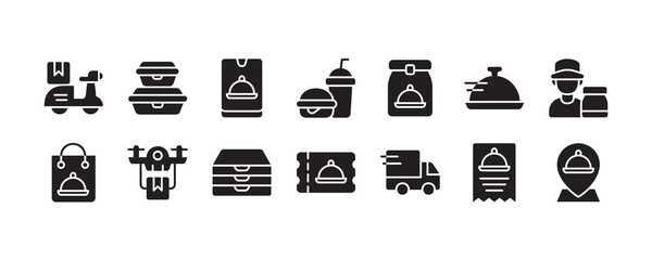Wall Mural - Delivery food icon set. Vector graphic illustration. 