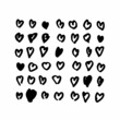 © vittmann - Vector Heart Brush Hand Drawn Element in Black Color Love Sign Sketch Style Abstract Decor Icon Isolated on white Background