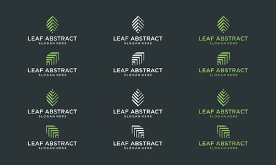 Wall Mural - collection of abstract leaf shapes. icons for business, elegant, agricultural, simple luxury. Premium Vectors.	
