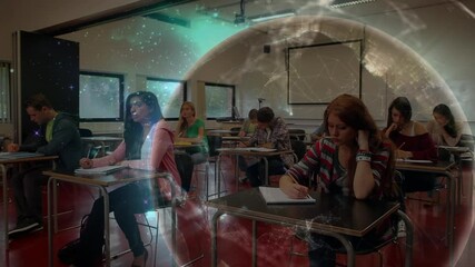 Poster - Animation of globe spinning over students learning