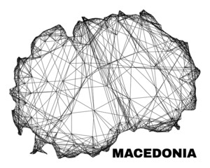 Wall Mural - Wire frame irregular mesh Macedonia map. Abstract lines are combined into Macedonia map. Wire frame 2D net in vector format.