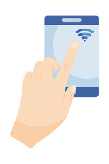 Fototapete - hand with smartphone