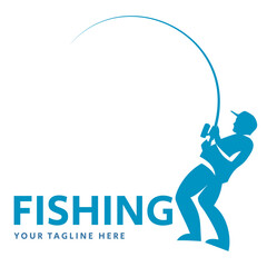 Fishing vector logo design template