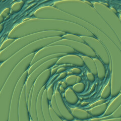 Poster - Green organic spiral shape in trendy style psychedelic background. Smooth 3d rendering digital illustration