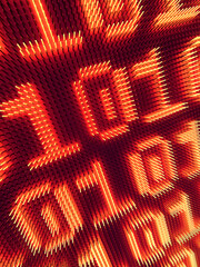 Aufkleber - Stripes of numbers on abstract LED light board. 3d rendering art background. Trendy design element. Digital illustration