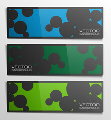 Poster - Vector graphic design banner backgrounds in three different colors. Paper origami style.