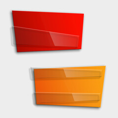 Poster - Abstract paper transparent banner set. The flat form advertising text banner poster. The flat banner image. Advertising Design transparent shape. Vector label ribbon tag. Straight arrow ribbon banner