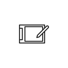 Poster - Line icon of stylus drawing on screen of graphic tablet