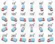 A set of 24 trucks from different angles. Rotation of the lorry by 15 degrees for animation and video games.  