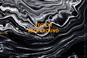 Wall Mural - Fluid art texture. Abstract background with iridescent paint effect. Liquid acrylic picture with flows and splashes. Mixed paints for baner or wallpaper. Golden, black and gray overflowing colors.