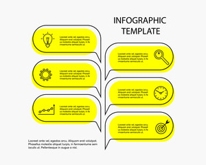 Sticker - Vector infographic design template from speech bubbles with icons and text. Flat infographics business can be used as information banner, presentation, process diagram, workflow, strategy.