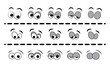 Blink eye animation step. Human cartoon face with blinking eyeball. Vector illustration on white background