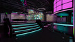 © IG Digital Arts - 3D rendering of a futuristic cyberpunk nightclub interior and bar.
