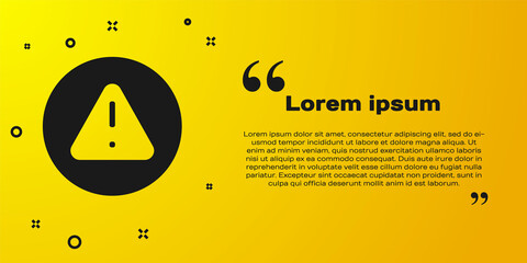 Poster - Black Exclamation mark in triangle icon isolated on yellow background. Hazard warning sign, careful, attention, danger warning important. Vector