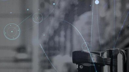 Poster - Animation of networks of connections over industrial interiors