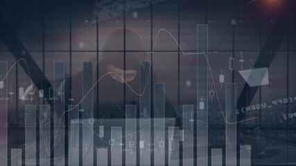 Poster - Animation of data and statistics processing over computer hacker