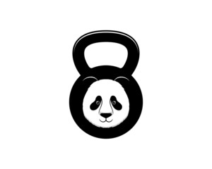 Sticker - Cute panda with gym kettle bell shape logo