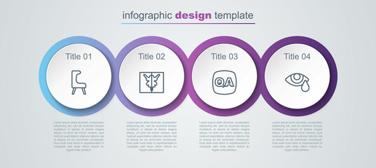 Poster - Set line Armchair, Rorschach test, Question and Answer and Tear cry eye. Business infographic template. Vector