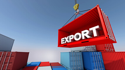 Wall Mural - Container cargo for export business logistic , 3d rendering