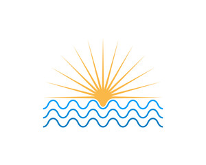 Poster - Sunrise on the sea water line logo