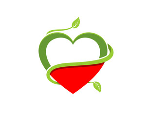 Poster - Love with nature leaf surrounding vector logo