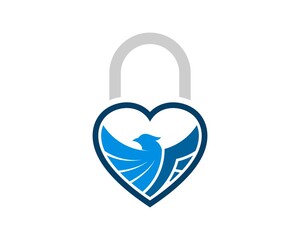 Poster - Love padlock with abstract eagle inside