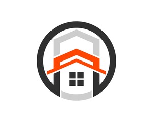 Sticker - Circle shape with abstract house inside